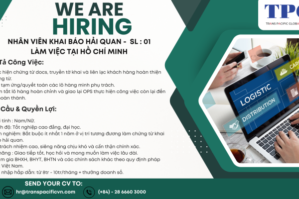 TUYỂN DỤNG : NHÂN VIÊN KHAI BÁO HẢI QUAN – TPG